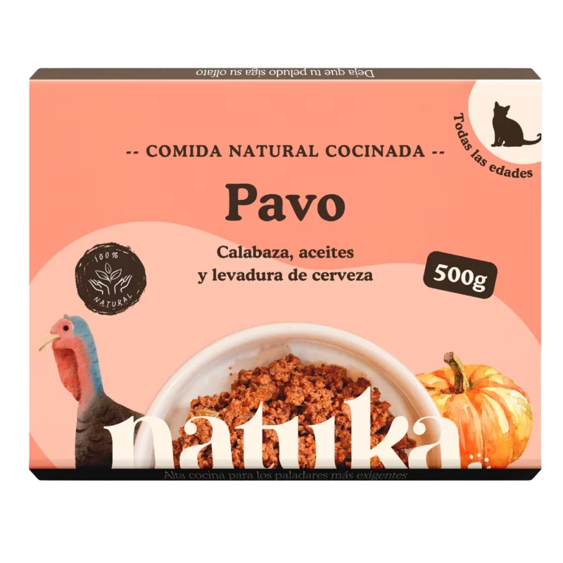 Menú Cocinado Natuka para gato de pavo