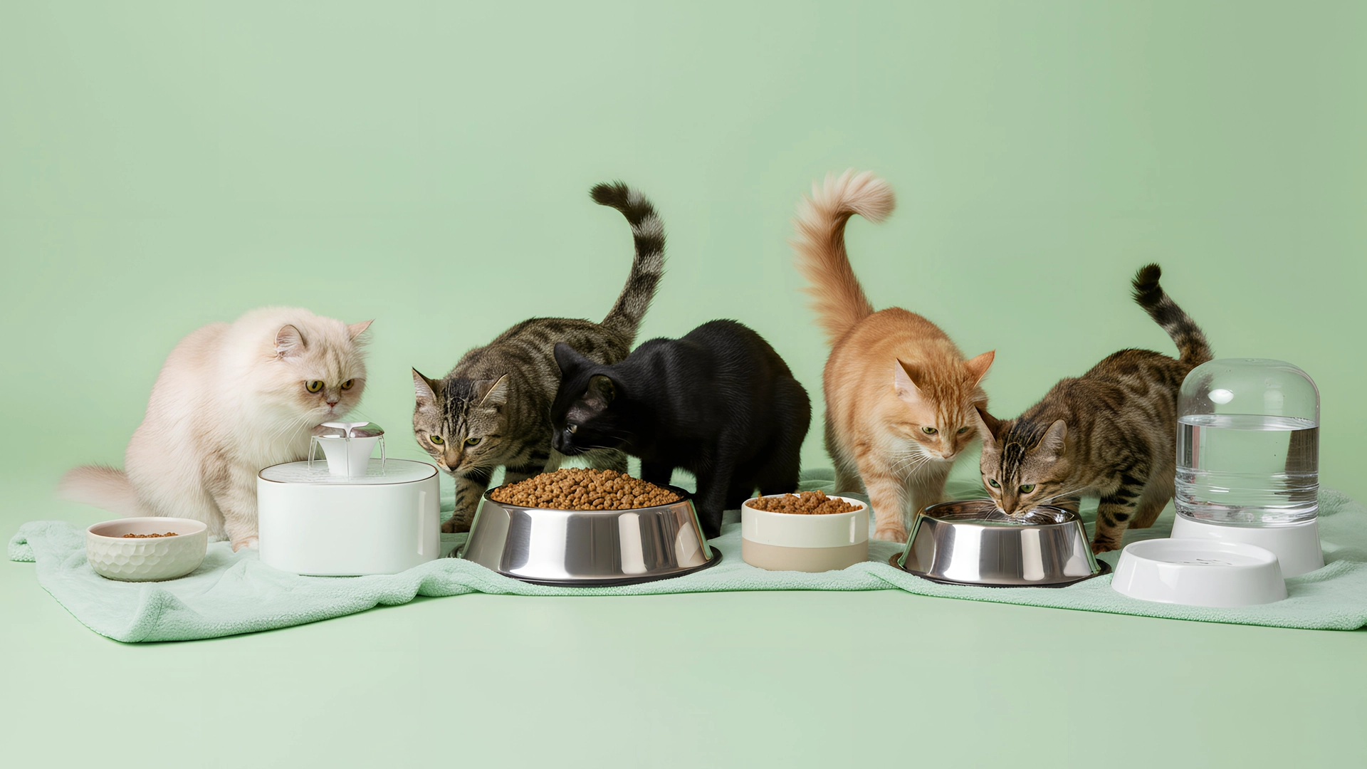 Comederos y bebederos para gatos de la Clínica Veterinaria Alborada: diseños seguros y funcionales que facilitan una alimentación e hidratación óptimas.